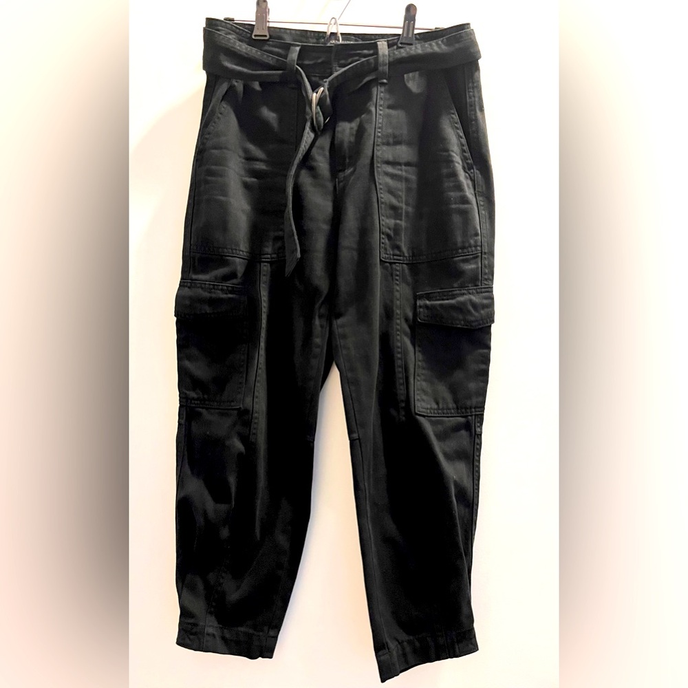 Banana Republic Cargo Pants Jeans Womens Tapered Utility Denim Pockets Belted